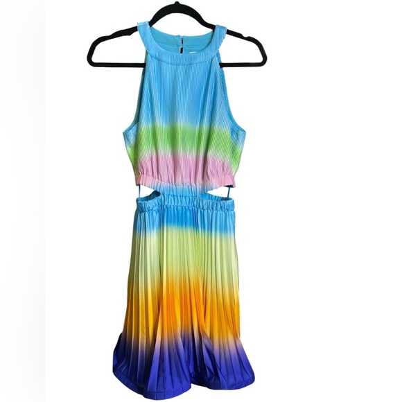 Jonathan SIMKHAI Braelynn Ombre‎ Plisse Cut Out Mini Dress NWT - Picture 3 of 8